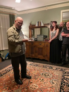 John Skipp receiving the Wonderland Book Award for Best Collection 